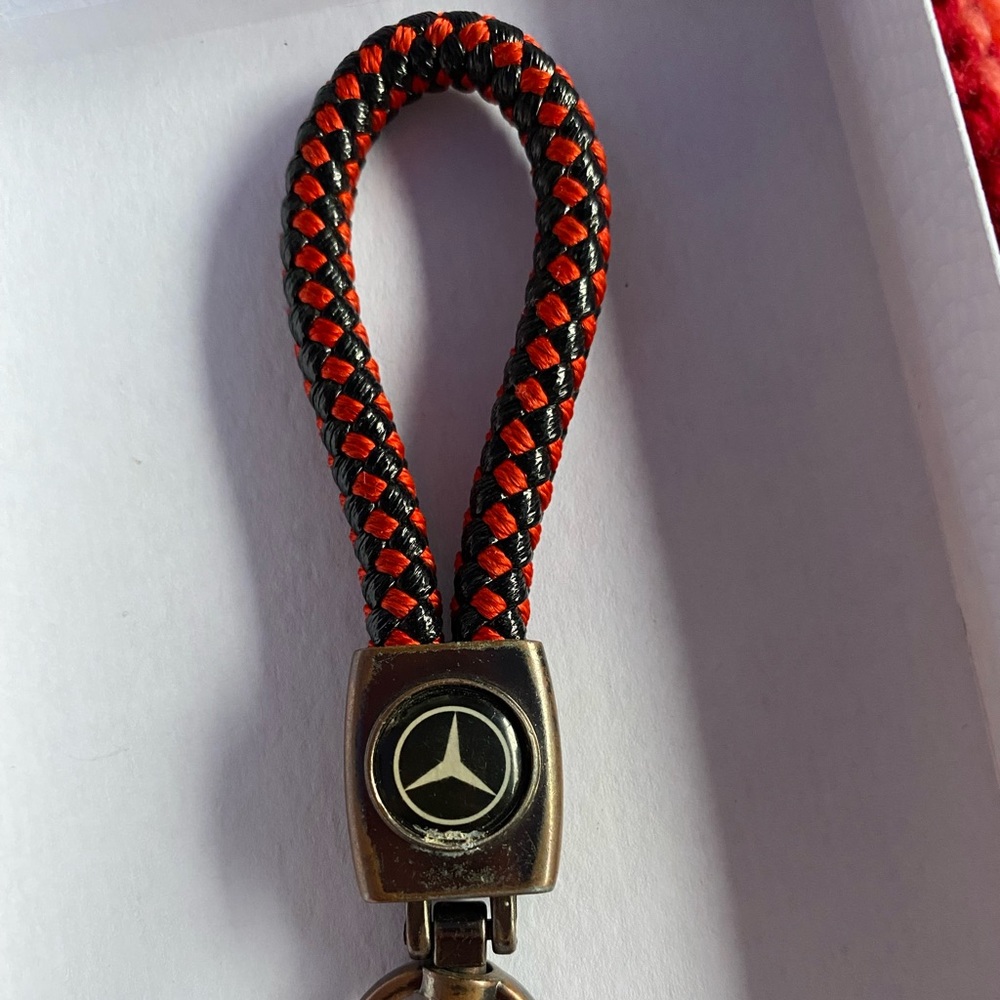 Mercedes Black and Red coated rope key chain